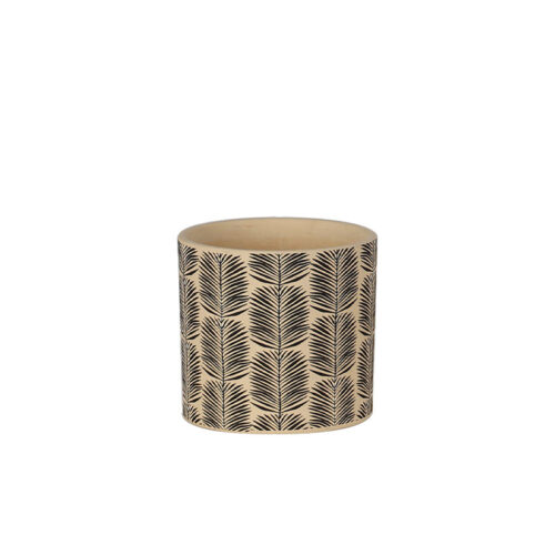 06-20274 Κασπω τσιμεντενιο μπεζ στρογγυλο φυλλα φοινικα φ16.5x15cm - 1/12κιβ