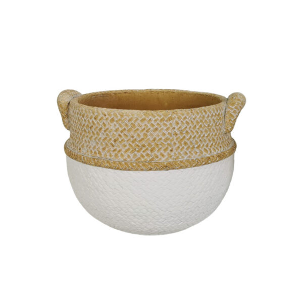 Κασπω τσιμεντενιο λευκο-μπεζ τυπου καλαθουνα με χερουλια - 18.5x17x15.5cm 8/8κιβ