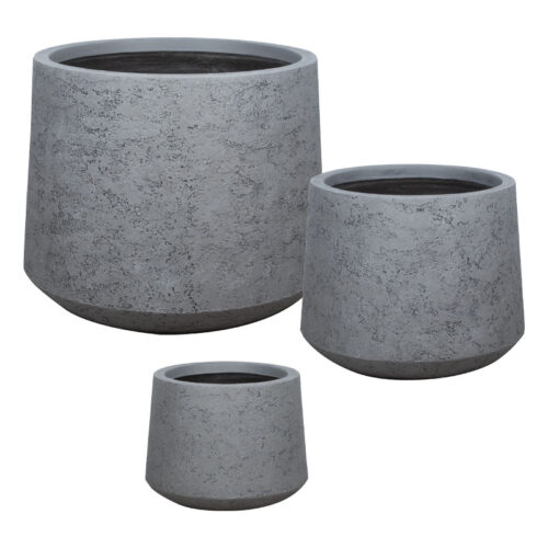 Κασπω fiberclay σετ3 γκρι τσιμεντου κωνικο κοντο - s:φ30x24, m:φ41x33, l:φ55x44cm 20/παλ