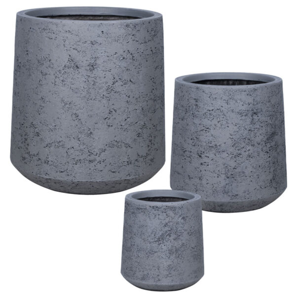 Κασπω fiberclay σετ/3 γκρι τσιμεντου κωνικο ψηλο - s:φ28x30, m:φ38.5x41, l:φ52x56cm 16/παλ