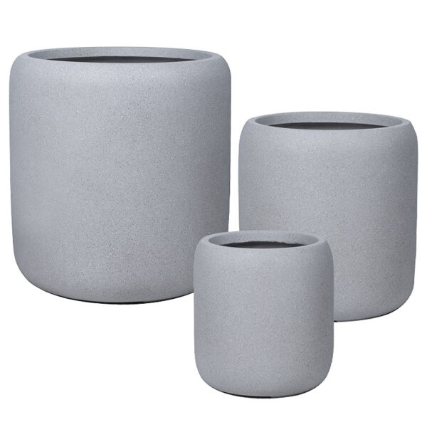 Κασπω fiberclay σετ/3 γκρι γρανιτη βαρελι πομπε - s:φ32x34, m:φ42x43, l:φ54x55cm 16/παλ
