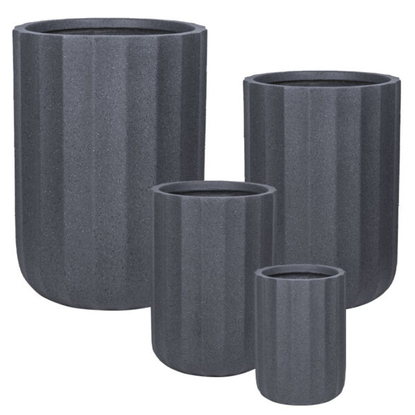 Κασπω fiberclay σετ/4 μαυρο γρανιτη κιονασ ψηλο - s:φ28x39.5, m:φ35x50.5, l:φ43.5x62, xl:φ54x76.5cm 12/παλ