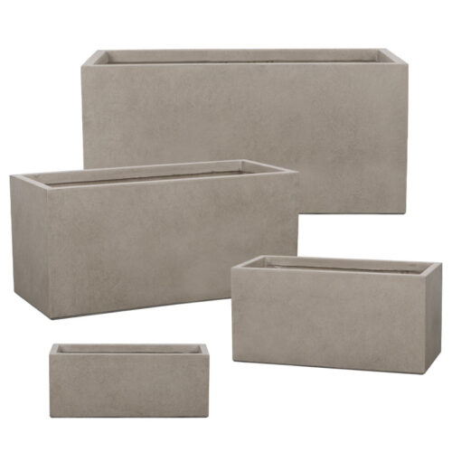 06-94823-SET4 Ζαρντινιερα-κασπω σετ4 μοκκα fiberclay ορθογωνιο- s:50x20x20, m:60x28x30, l:80x37x37, xl:100x47x47cm 10/παλ
