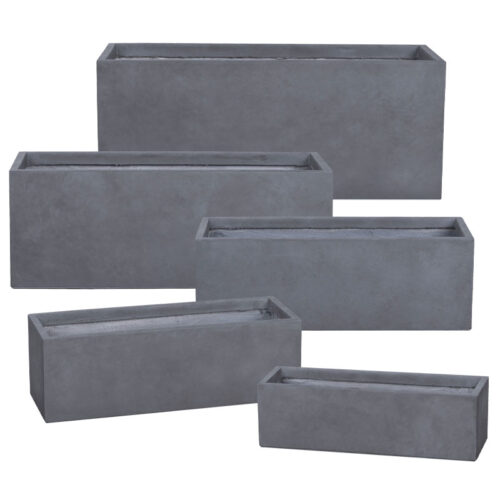 06-94824-SET5 Ζαρντινιερα-κασπω σετ5 γκρι fiberclay ορθογωνιο - s:60x19x19, m:70x25x23, l:80x30x28, xl:90x36x33, 2xl:100x42x40cm 15/παλ