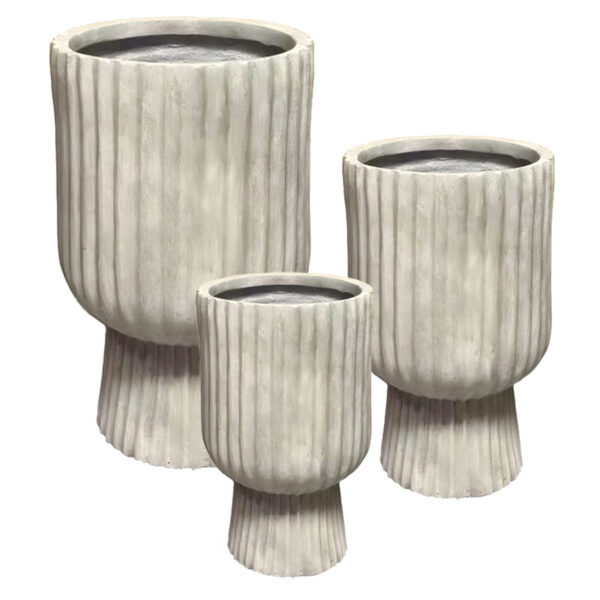 Κασπω σετ3 fiberclay μπεζ με καθετεσ γραμμεσ και βαση - s:φ20x32, m:φ25x40, l:φ35x56 1/κιβ