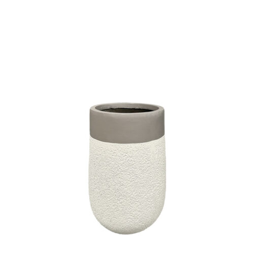 06-99039-S Κασπω fiberclay γκρι/εκρου στρογγυλο "βαρελι" μικρο - φ23x36cm