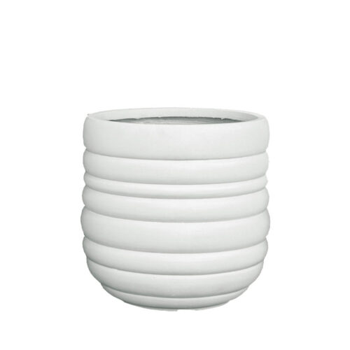 06-99043-M Κασπω fiberclay λευκο στρογγυλο-δακτυλιοι μεσαιο - φ42x40cm