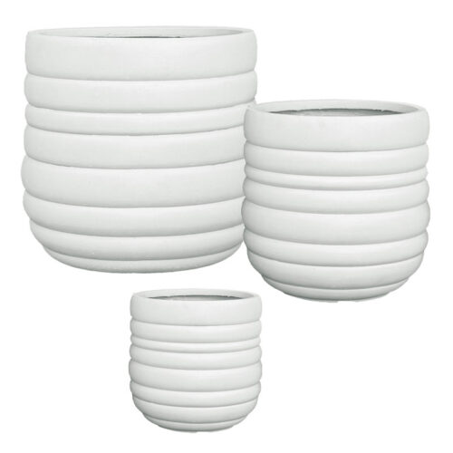 06-99043-SET3 Κασπω fiberclay σετ3 λευκο στρογγυλο-δακτυλιοι - s:φ30x28, m:φ42x40, l:φ54x51cm 1/κιβ