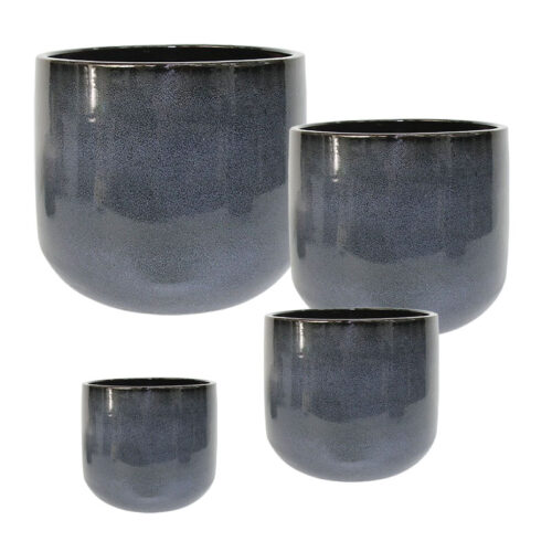 06-99051-SET4 Σετ/4 κασπω πηλινα ανθρακι στρογγυλα - s:φ17x14.5, m:φ22x19, l:φ28.5x24.4, xl:φ35x30cm