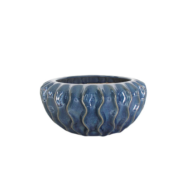 Κασπω πηλινο μπλε οβαλ με ραβδωσεισ - φ26x11cm 4/κιβ