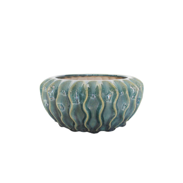 Κασπω πηλινο πρασινο οβαλ με ραβδωσεισ - φ26x11cm 4/κιβ
