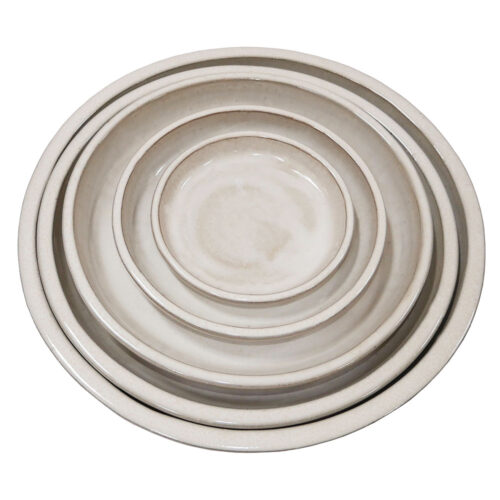 06-990780-SET5 Σετ/5 πιατακια πηλινα εκρου στρογγυλα - xs:φ14.5x2, s:φ20x2.5, m:φ23x3.4, l:φ30.5x4.5, xl:φ35.5x4.5cm