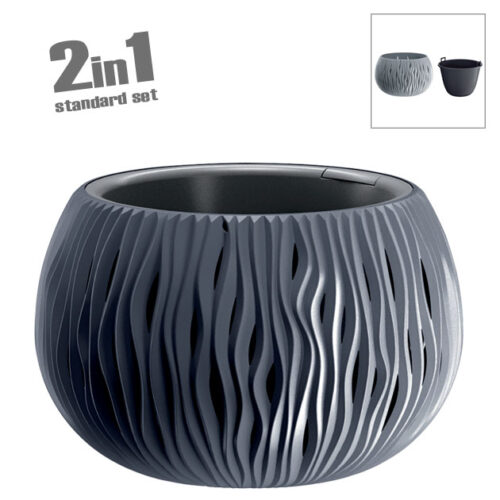 Κασπω-γλαστρα (2 σε 1) ανθρακι sandy bowl φ47.8x30cm 1/2κιβ