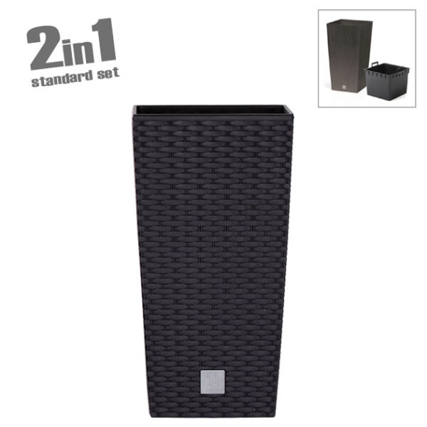 Κασπω-γλαστρα (2 σε 1) ανθρακι rato square τετραγωνη 40x40x75cm 1/3kib