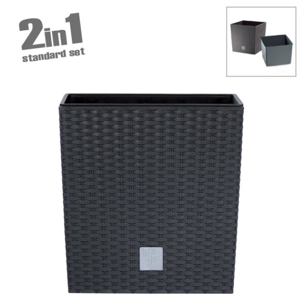 Κασπω-γλαστρα (2 σε 1) ανθρακι rato low τετραγωνη 40x40x40.8cm 1/3kib
