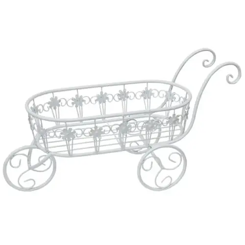 Μεταλλικο διακοσμητικο καροτσι λευκο 60x27x20cm