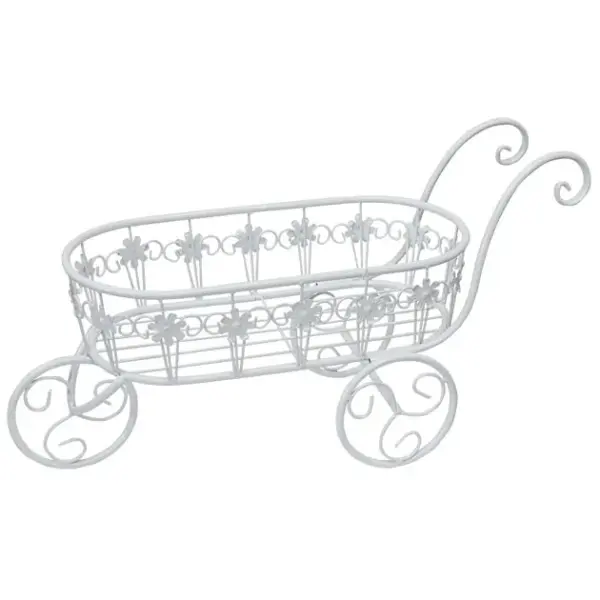 Μεταλλικο διακοσμητικο καροτσι λευκο 60x27x20cm