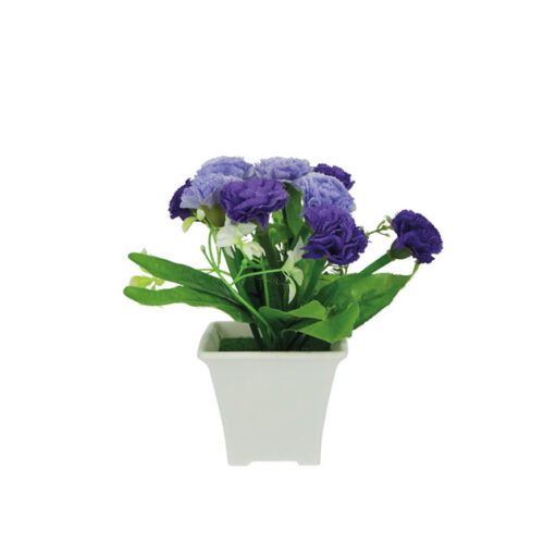 Γλαστρακι λευκο με γαρυφαλλακια μωβ - 7.5x7.5x17cm 1/144kib