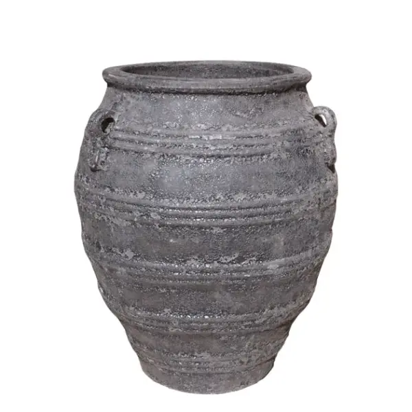 21268-Y71cm Πιθαρι ανθρακι παλαιωση ηφαιστειου στρογγυλο φ54x71cm 6/παλετα