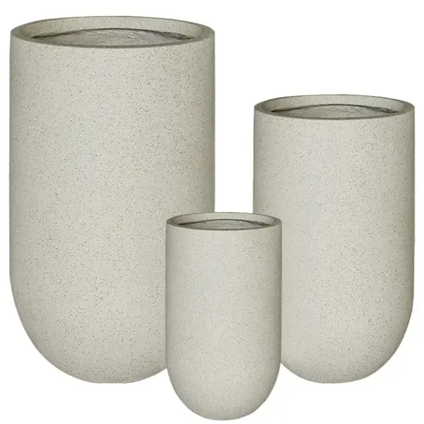 Κασπω fiber clay σετ/3 μπεζ γρανιτη ψηλο στρογγυλο s:φ26x45, m:φ36x60, l:φ46x75cm