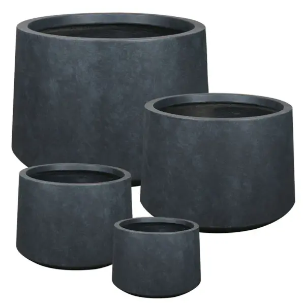 Κασπω fiberclay σετ/4 μαυρο-μαρμαρι κωνικο - xs:φ23x16, s:φ31x22, m:φ41x28, l:φ52x38cm 24/παλ