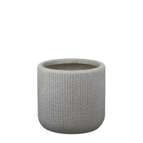 Κασπω fiberclay μεσαιο μπεζ-εκρου στρογγυλο-καθετεσ γραμμωσεισ - φ34x32cm