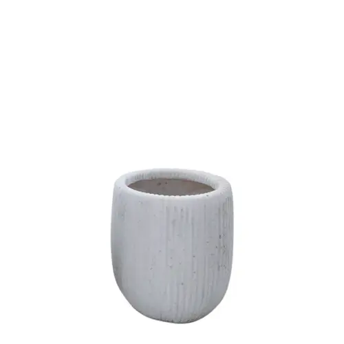 23217-S Κασπω fiberclay λευκο ιβουαρ στρογγυλο-γραμμωσεισ καθετεσ μικρο - φ23x28cm