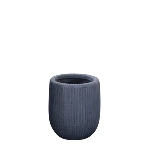 23218-S Κασπω fiberclay σκ.γκρι στρογγυλο-γραμμωσεισ καθετεσ μικρο - φ23x28cm