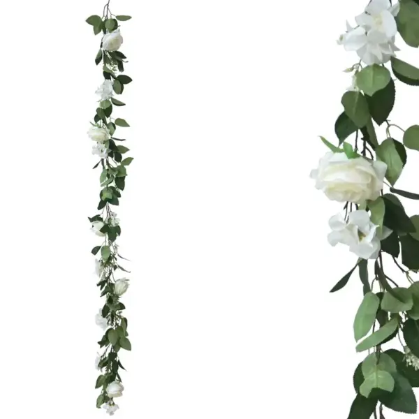 Γιρλαντα με τριανταφυλλα λευκα - υ180cm 1/100κιβ