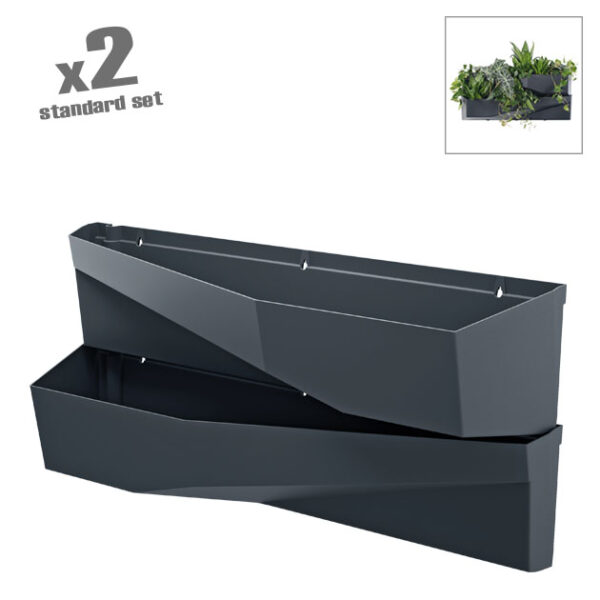 Ζαρντινιερα χ2 επιτοιχη ανθρακι cascade garden wall 78x19x35cm