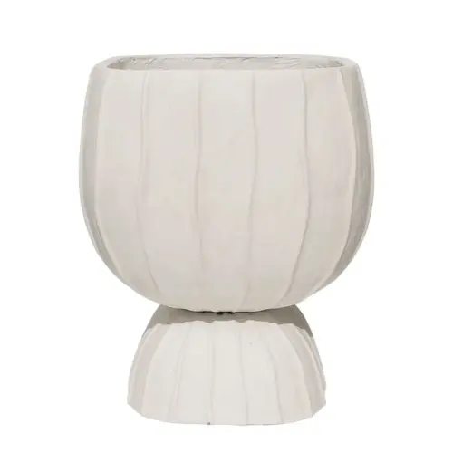 94709_ Fiberclay κασπω μπωλ με βαση εκρου / ραβδωσεισ - 32.5x32.5x39.5cm 1/kib