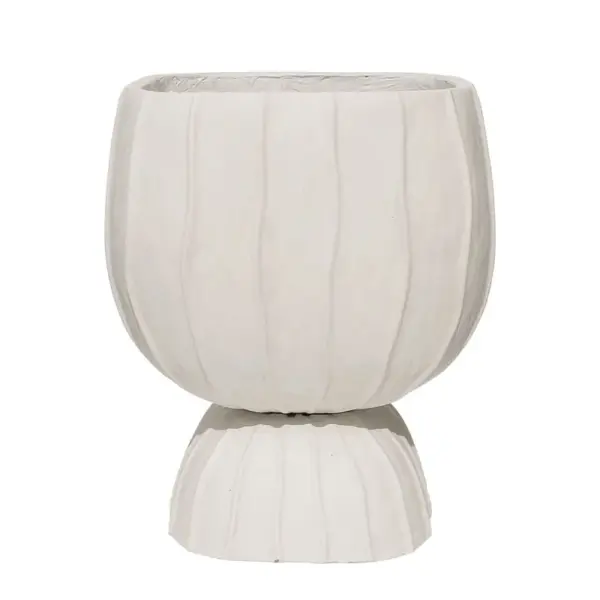 Fiberclay κασπω μπωλ με βαση εκρου / ραβδωσεισ - 32.5x32.5x39.5cm 1/kib