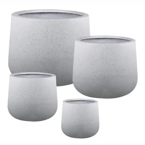 Κασπω fiberclay σετ/4 λευκο γρανιτη στρογγυλο - s:φ25x22, m:φ33x28, l:φ43x36, xl:φ55x44cm 20/παλ