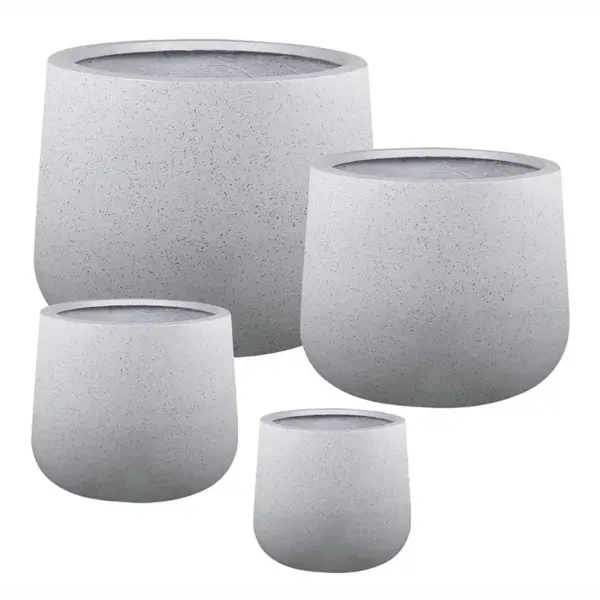 Κασπω fiberclay σετ/4 λευκο γρανιτη στρογγυλο - s:φ25x22, m:φ33x28, l:φ43x36, xl:φ55x44cm 20/παλ