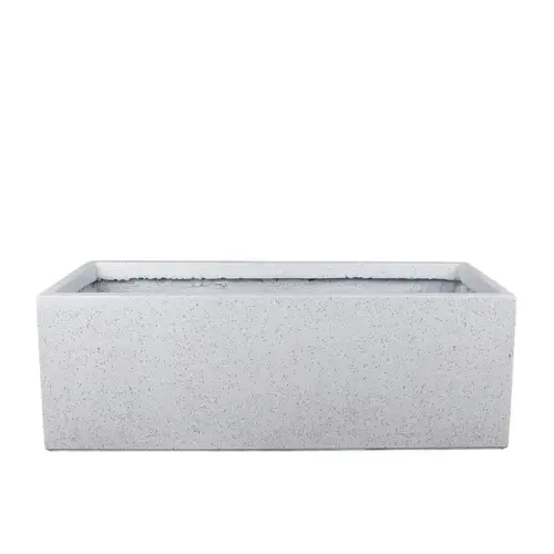 Ζαρντινιερα fiberclay xlarge λευκο γρανιτη ορθογωνιο - 90x36x33cm