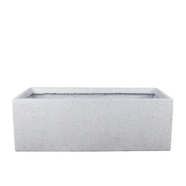 Ζαρντινιερα fiberclay xlarge λευκο γρανιτη ορθογωνιο - 90x36x33cm