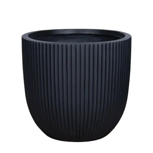 Κασπω fiberclay xlarge μαυρο στρογγυλο καθετεσ ραβδωσεισ - φ49x47cm