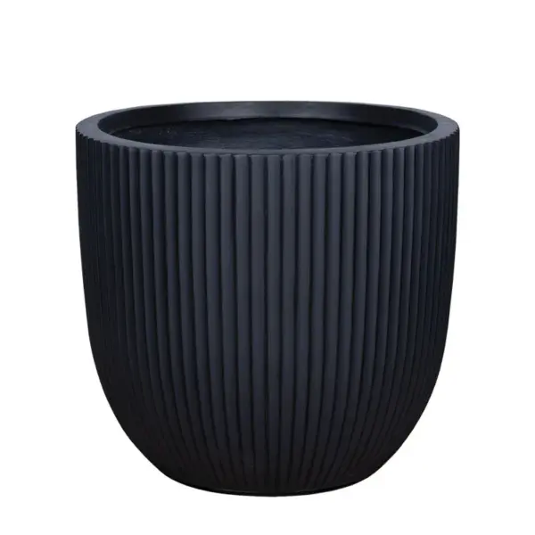 Κασπω fiberclay xlarge μαυρο στρογγυλο καθετεσ ραβδωσεισ - φ49x47cm