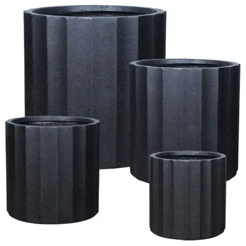 Κασπω fiberclay σετ/4 μαυρο κυλινδροσ κιονασ - s:φ39x39.5, m:φ46x46, l:φ55x55, xl:φ70x70cm 3/παλ